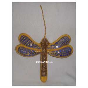 Attractive Butter Fly Shape Zari Embroidery Christmas Tree Hanging <b>Ornament</b> Fabric Material Used For X-mas Tree Decorative Item - Product Image 1