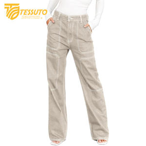 Pantalon cargo taille haute pour femme Jeans en denim taille haute élégants - Product Image 2