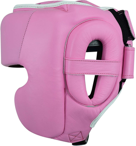 Casque de boxe en cuir PU rose de qualité supérieure, protection du visage, fermeture à boucle et crochets, unisexe, adulte, casque de sport - Product Image 4