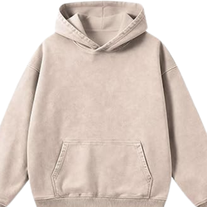 Sweat-shirt à capuche beige délavé, style vintage minimaliste, en molleton doux, streetwear, vêtement d'hiver pour hommes et femmes - Product Image 2