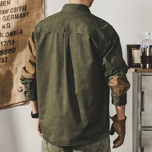 Camisa de Trabajo Retro de Manga Larga para Hombre, Estilo Casual, Resistente, con Parches, Diseño Elegante y Ajustado - Product Image 5