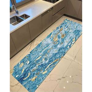 Tapis en marbre bleu et or : Tapis d'appoint contemporain scintillant, avec poils doux - Product Image 4