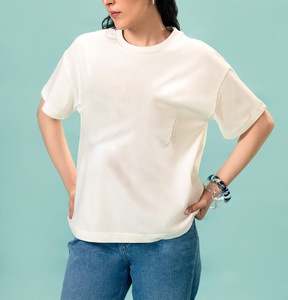 Servicio OEM, Logotipo Personalizado, Camisetas de Verano de Lujo para Mujer, Talla Grande, Cuello Redondo, Manga Corta, Transpirables, Estampadas con Serigrafía de Seda - Product Image 5