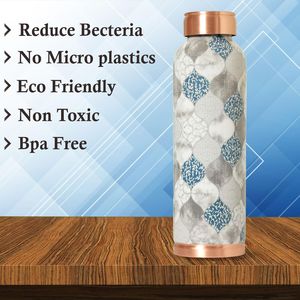 Botellas de agua de cobre gratis, botellas de agua pintadas de cobre puro reutilizables, fabricantes de la India, pieza de diseño - Product Image 4