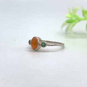 แหวนเงินแท้925สเตอร์ลิงขนาด5x10มม. ทรงรี5x10มม. ชุบโรเดียมสไตล์โบฮีเมียนสีมรกต - Product Image 5