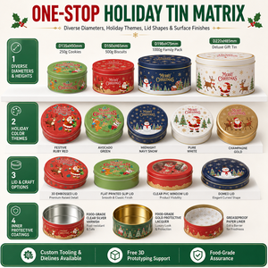 Boîte en métal ronde personnalisée de luxe pour Noël, pour bonbons parfumés, biscuits de Noël, emballage festif pour biscuits - Product Image 5