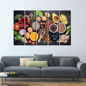 Impression sur toile moderne - Art mural aux couleurs éclatantes pour la décoration de cuisine, 5P : Galerie encadrée - Product Image 1