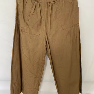 Pantalons longs en coton et lin pour femmes, faits à la main, pour le yoga d'été, pantalon complet, nouvelle taille grande pour femmes, pantalon pour femmes de grande taille - Product Image 1