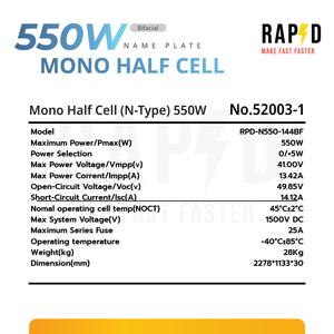 Tiên tiến bifacial panel năng lượng mặt trời 550 Wát sản lượng cao n-loại Mono nửa di động forsolar trên mái nhà tạo ra điện từ ánh sáng mặt trời - Product Image 4