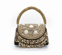 Pochette de Soirée de Luxe Faite Main en Polyester, Style Vintage, Broderie, Bouton Perlé, Mode Élégante Femme Été Hiver