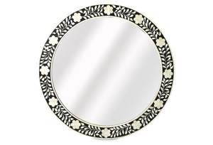 กระจกติดผนังทรงสี่เหลี่ยมลายดอกไม้ฝังกระดูกสีเทาหรูหราสำหรับทางเข้าห้องนอนห้องนั่งเล่นการตกแต่งบ้านอย่างสง่างาม - Product Image 3