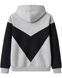 Mens Grey And <b>Black</b> Color Block <b>Zip</b> Up <b>Hoodie</b> Premium Cotton Fleece Hooded Sweatshirt Winter Streetwear OEM Bulk For Men Casuals - Product Image 2