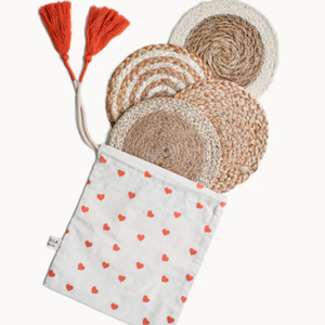 Ensemble de sous-verre en jonc de mer naturelle avec pochette, style Boho tissé à la main au Vietnam, vente en gros - Product Image 5