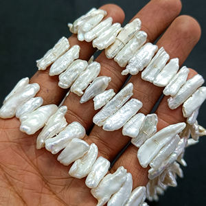 Perles d'eau douce en forme de crayon en gros pour la fabrication de colliers, perles blanches en forme de bâton, fournitures de perles en brins - Product Image 6