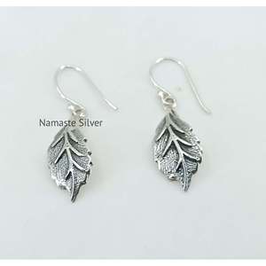 Handmade 925 Sterling Silver Nickel-free Lightweight <b>Dangle</b> Drop <b>Earrings</b> Women's Boho Leaf Design Unique Plant Pattern Gift - Product Image 2