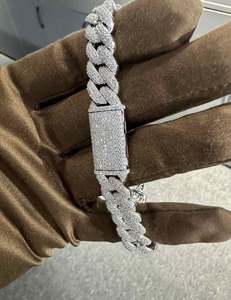 VVS Moissanite <b>925</b> <b>Sterling</b> <b>Silver</b> <b>Bracelet</b> 12MM 8 inches White Gold Plated - Product Image 5