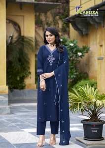 Vente en gros de bas Kurti de travail en fil de coton de qualité supérieure avec vêtements de fête de la collection Dupatta vêtements indiens et pakistanais - Product Image 3