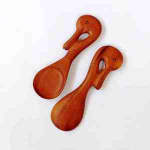 Juego de servidores de ensalada con mango de resina en forma de cabeza de pato, juego de herramientas de cocina de madera de mango de Acacia Natural disponible hecho en La India - Product Image 1