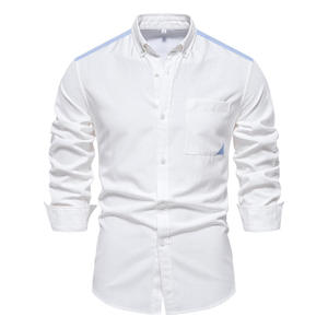 เสื้อเชิ้ตผ้าซาตินลำลองผู้ชาย รุ่นสปริง ใหม่ ย้อมสีเรียบ 100% ผ้าฝ้าย ไม่หด ไม่ยับ เป็นมิตรกับสิ่งแวดล้อม แห้งเร็ว แขนยาว สีพื้น - Product Image 1