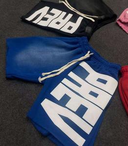 Short streetwear en coton éponge délavé à l'acide vintage pour homme, coton délavé au soleil, broderie personnalisée, longueur au genou - Product Image 5