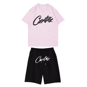 Conjunto de camisa y pantalones cortos de 2 piezas de verano con logotipo personalizado de verano, conjunto transpirable con serigrafía para hombres - Product Image 4