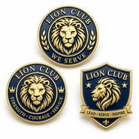 Broche personnalisée en gros pour fabricants, épinglette de revers d'entreprise, logo métallique de haute qualité, badge de marque de société Président du Lion Club