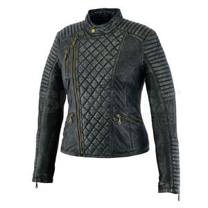 แจ็กเก็ตหนังคอตั้งสำหรับผู้หญิง, แจ็กเก็ตหนังไซส์ใหญ่พิเศษสำหรับใส่กลางแจ้ง - Product Image 4