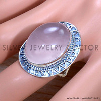 Bague en argent sterling 925 de luxe avec pierre précieuse en quartz rose ovale fait à la main bague en argent design vintage meilleur cadeau pour elle