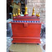 Temple hindou en bois, armoire murale Pooja Mandir, design indien traditionnel élégant avec tiroir pour la décoration de la maison, du bureau et la prière