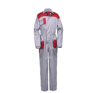 ชุดยูนิฟอร์มช่างแบบชิ้นเดียวสีตัดกันสำหรับงานอุตสาหกรรม ชุดคลุมทำงาน ชุดบอดี้สูทสีแดงเทา พร้อมเสื้อแจ็คเก็ตสำหรับทำงาน ขายส่งจากผู้ผลิต - Product Image 1