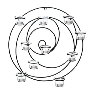 Candelabro de pared de lujo, forma redonda, Negro, en polvo, para decoración del hogar, hoteles, exterior e interior, Estilo Vintage, candelabro colgante - Product Image 2