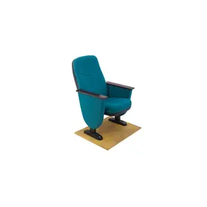 Auditorium Chair Metal Frame Folding Cinema Chair With Wooden Tablet And Fabric Seat For Lecture And Theater