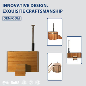 <span class=keywords><strong>Spa</strong></span> extérieur de luxe en cèdre rouge et acrylique, jacuzzi en acier inoxydable 304 avec poêle à bois pour villa/hôtel/maison - Product Image 5