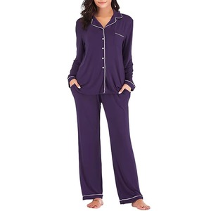 Elegante ropa de dormir suave para el hogar, temporada de verano y primavera, cintura elástica personalizada, transpirable, manga larga, pijama de Modal para mujer, ropa de dormir - Product Image 6