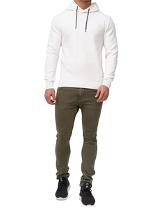 Sweat-shirt à capuche color block pour homme, décontracté, tricoté, manches longues, coupe classique, noir et beige, design bicolore - Product Image 2