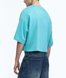 เสื้อยืดทรงโอเวอร์ไซส์สำหรับผู้ชาย ผ้าคอตตอนถักเนื้อแน่น ระบายอากาศได้ดี เหมาะสำหรับใส่ลำลองในฤดูร้อน แบบเรกูลาร์ฟิต - Product Image 4