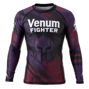 Performance Quick Dry Sports Top Designed With Long Sleeve Rash Guard Fitness Activities <b>Compression</b> Venum Fighter Rash Guard - Product Image 3