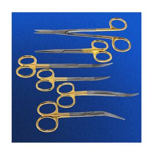 Tijeras quirúrgicas dentales rectas curvas de la marca TC, instrumento médico de Metal de acero, fuente de alimentación Manual esencial para cualquier cirugía - Product Image 1