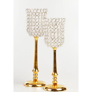 Support votif en cristal plaqué or avec design avantageux Fournisseurs de support votif rond en acier inoxydable de grande table - Product Image 2