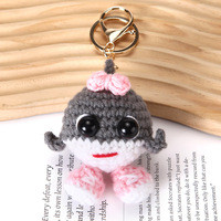 Porte-clés Tralalero Tralala en crochet fait main, petit et mignon, en forme d'animal marin tricoté, pour voiture ou sac