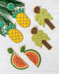 Pendiente bordado de frutas con cuentas artesanales de alta calidad con diseño de joyería de lujo y declaración elegante de moda de la India - Product Image 1