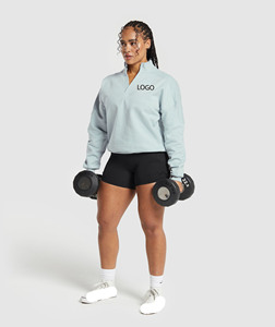 100% coton 465GSM poids lourd col en V sweat surdimensionné goutte épaule pull bleu clair décontracté haut Streetwear - Product Image 4