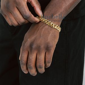 Pulsera de cadena de eslabones cubanos de Plata de Ley 925 de 12mm de oro macizo de 18 quilates, joyería fina para hombre, pulsera de moissanita estilo Hip Hop helado - Product Image 1