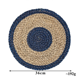 Handmade Classic 100% Bamboo Seagrass Cornhusk Rectangular Placemat Light Cork Coasters Set for Home Kitchen <b>Table</b> <b>Dinner</b> - Product Image 4