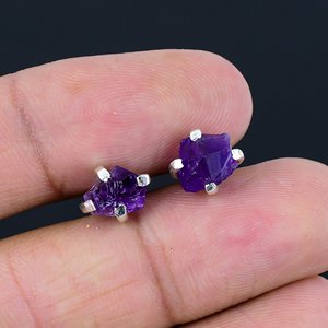 Top Grade Wholesale Natural Amethyst Druzy Stone Sterling <b>Silver</b> <b>Stud</b> <b>Earrings</b> Women Gift Fashion Wedding Anniversary Party - Product Image 4
