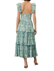 Robe à fleurs verte pour femmes de grande taille à la mode pour les sorties d'été et les fêtes à la plage disponibles pour l'exportation en vrac - Product Image 4