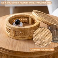 Boîte de rangement en rotin décorative bohème de haute qualité, panier rond en osier tressé de haute qualité avec couvercles pour l'organisation et l'affichage à la maison
