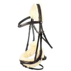 Snaffle Bridle-Bride de cheval en cuir fantaisie à boucle en métal en laiton massif marron foncé avec forme anatomique et casque rembourré doux - Product Image 2