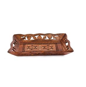 Wood Decorative Serving <b>Tray</b> for Hot & Cold <b>Drinks</b>/Vintage Rustic Decorative Handmade Sheesham Food Platter for Dining Tableware - Product Image 1