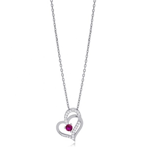 Ruby Intertwined Heart <b>Design</b> Charm Necklace Pendant 925 Silver Sterling Turkish Wholesale Fine <b>Jewelry</b> - Product Image 4